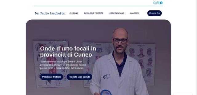 Sito web one page di Paschetta Salute dedicato alle onde d’urto focali