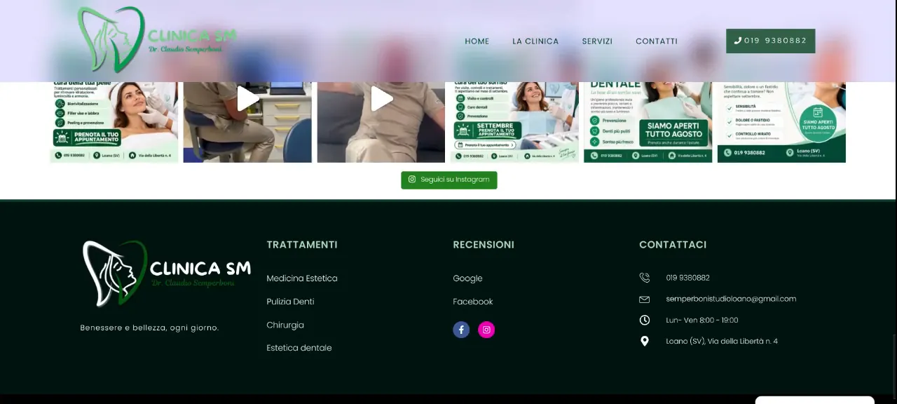 Clinica SM: schermata 4 del sito clinicasm.it