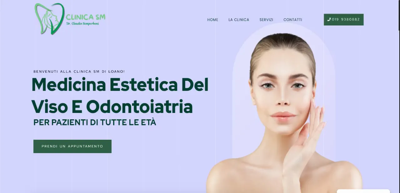 Sito web di Clinica SM, medicina estetica del viso e odontoiatria a Loano