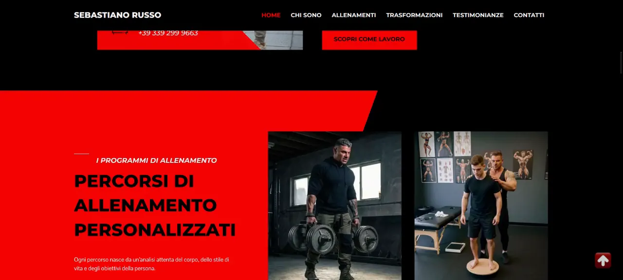 Sebastiano Russo: schermata 1 del sito personaltrainertorino.net