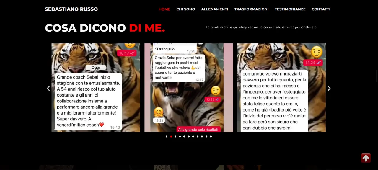 Sebastiano Russo: schermata 2 del sito personaltrainertorino.net