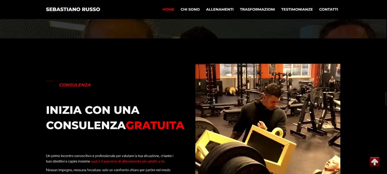 Sebastiano Russo: schermata 3 del sito personaltrainertorino.net