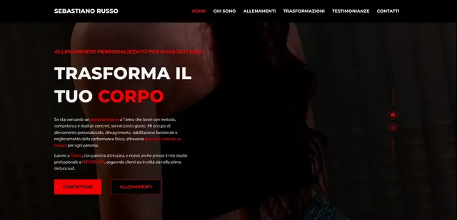 Sito web del personal trainer Sebastiano Russo a Torino e Nichelino