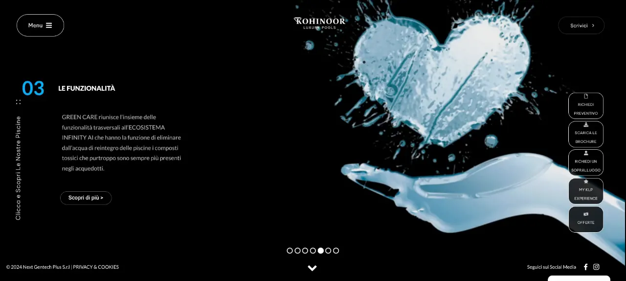 Kohinoor Piscine: schermata 2 del sito klpools.it