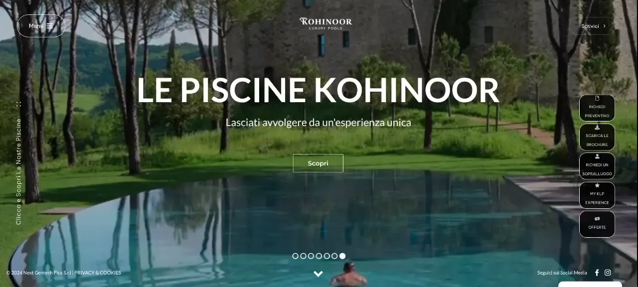 Kohinoor Piscine: schermata 4 del sito klpools.it